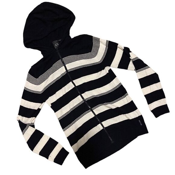 Armani Exchange Sweater Striped Zip up Hoodie - Picture 1 of 4